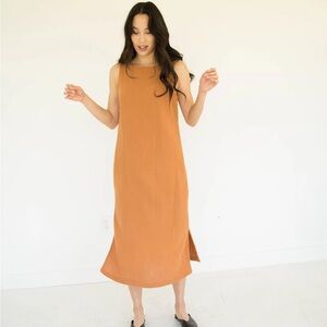 Suunday tank gauze dress in Meerkat